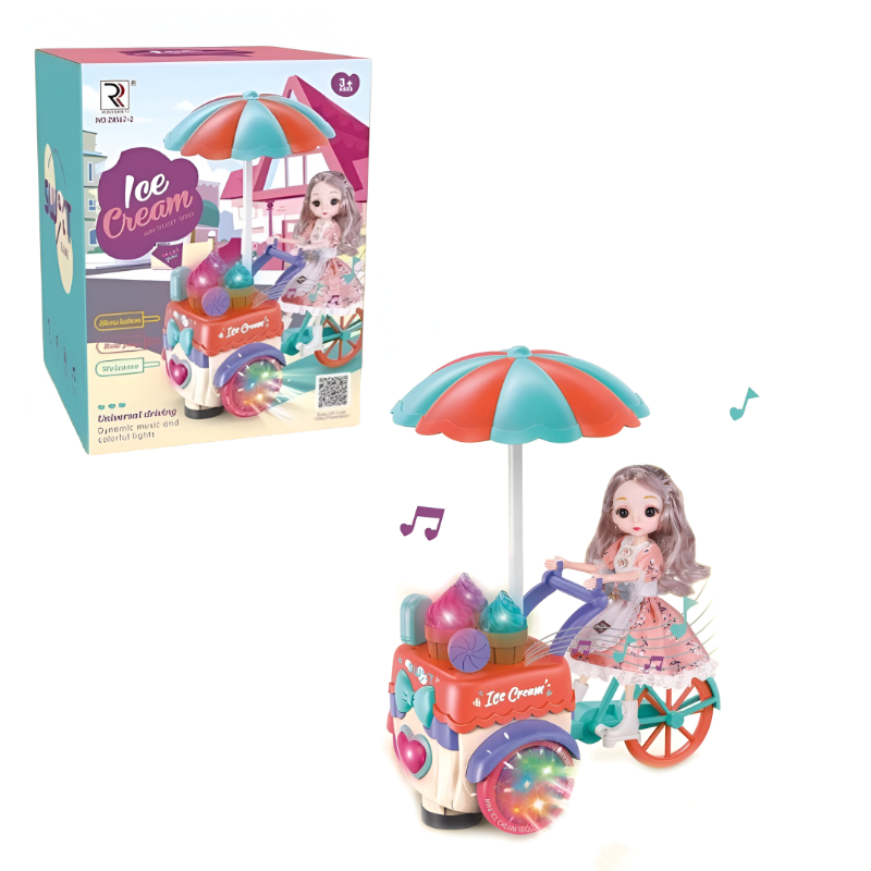 (ZR167-2) Doll with ice cream Cart B/O