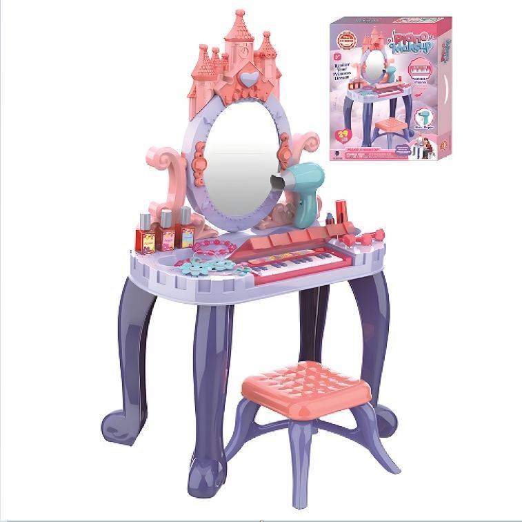 (661-136) B/O Beauty Set Table,W/Light&Music.W/Out 3Aa Batteries P.Bx