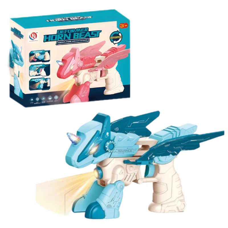 (CN68B) Dinosaur transformation Projection Gun W/Light&Sound W/Out 2*Aaa 2Colors P.Box
