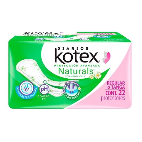 Pantiprotectores Kotex Regular Naturals con Manzanilla