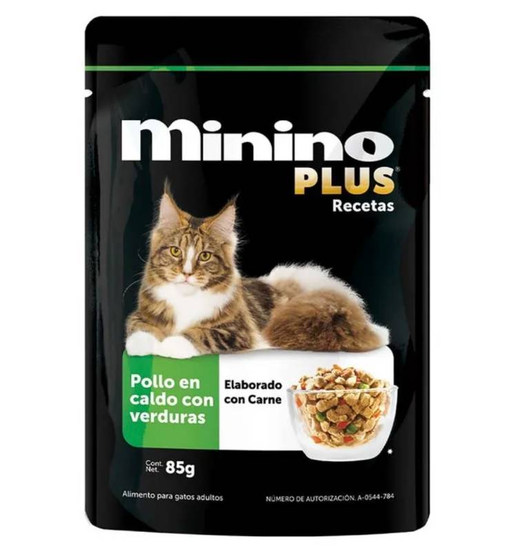 Minino Plus Pollo en caldo con verduras