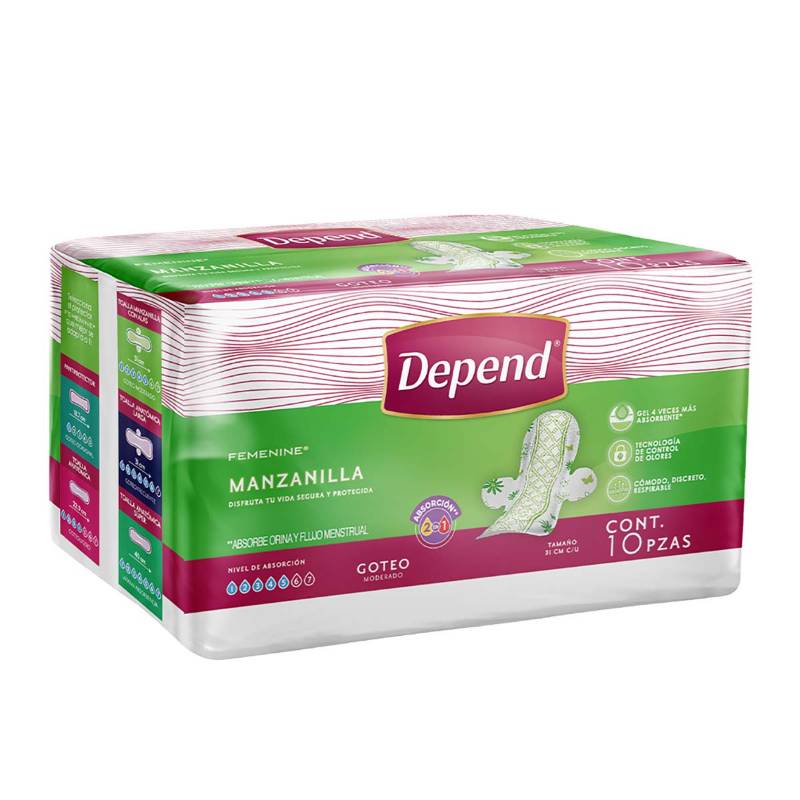 Toallas Depend Goteo Moderado Manzanilla
