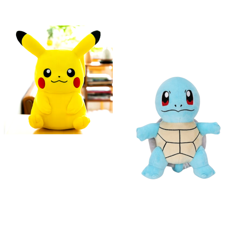 Combo Peluches Pokemon: Pikachu y Squirtle