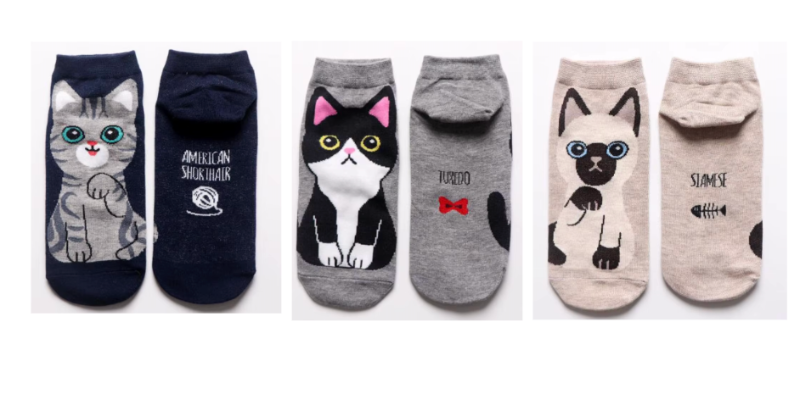 3 PACK - Medias Tobilleras Estampadas de gatitos