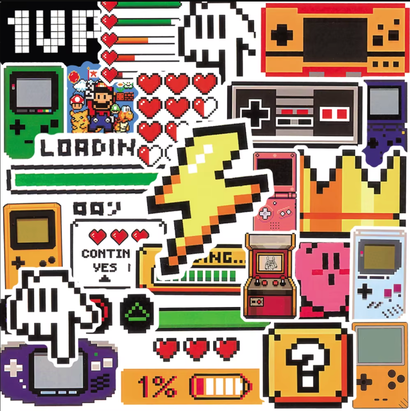 Pack de 25 stickers Gaming Retro