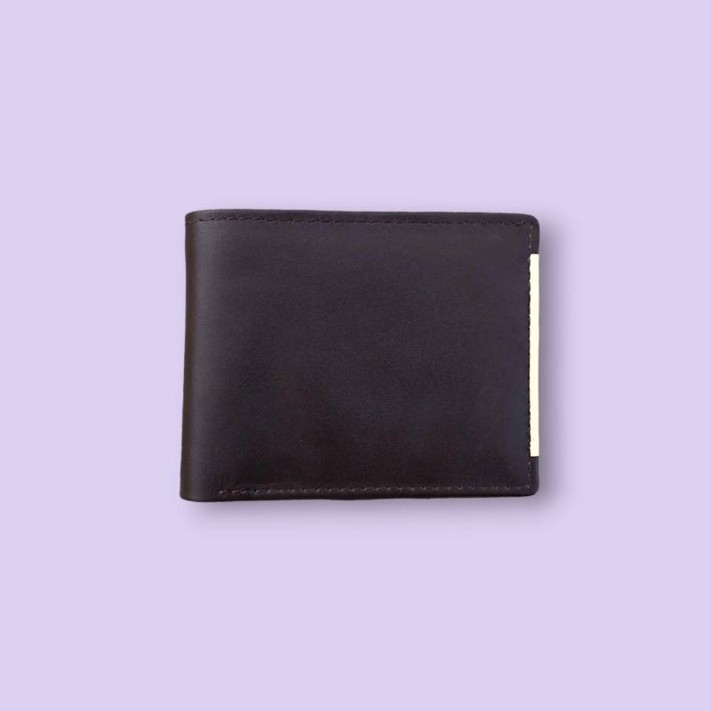 Brown Leather Wallets With Tan Stripe
