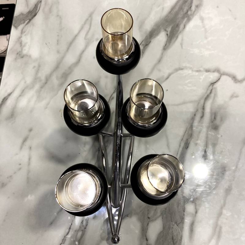 (TPM-111) 5 Steps Silver Candle Stand
