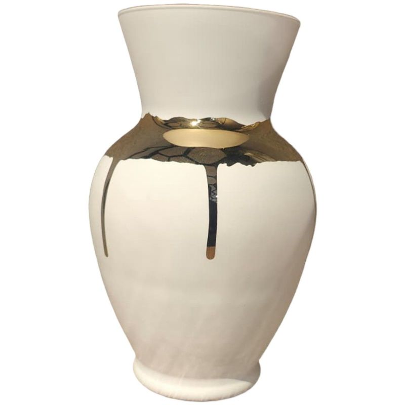 (TPM-1636) White & Black Vase L 16-12