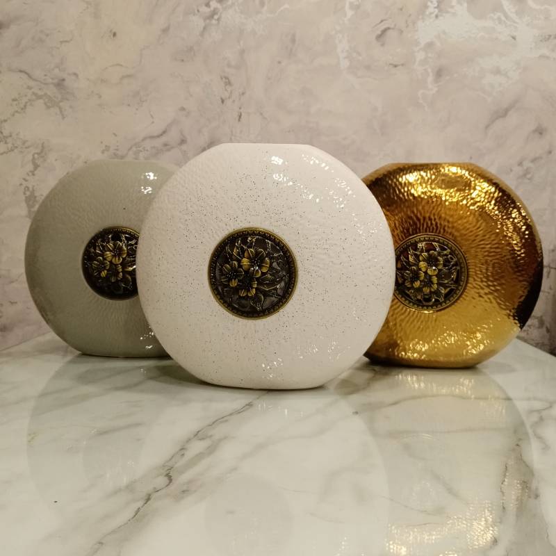 (TPM-006) White+Grey Shell Vase L
