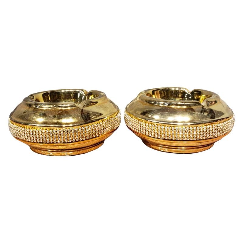 (TPM-1237) Golden Ceramic Ashtray