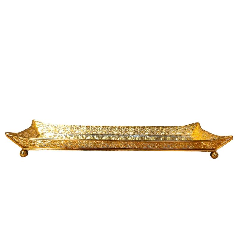 (TPM-1602) Gold Color Long Mirror Tray L