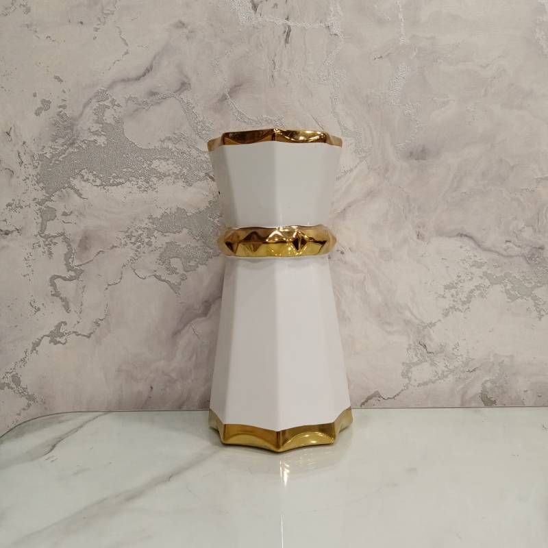 (TPM-435) White Vase 3 Size- L