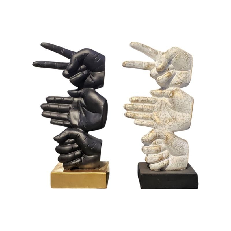 (TPM-PL-003) 1 Piece Hands Décor Piece White/Black
