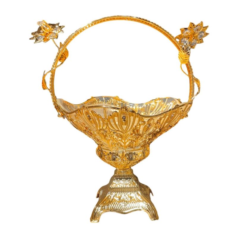 (TPM-1618) Metal And Glass Fruit Bowl Or Basket