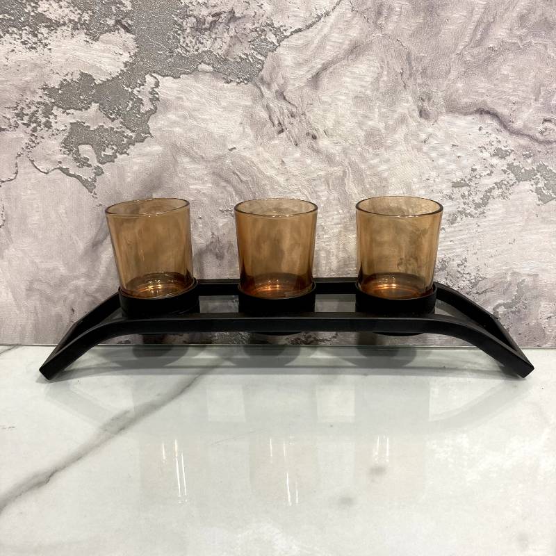(TPM-126) 3 Steps Black Candle Stand