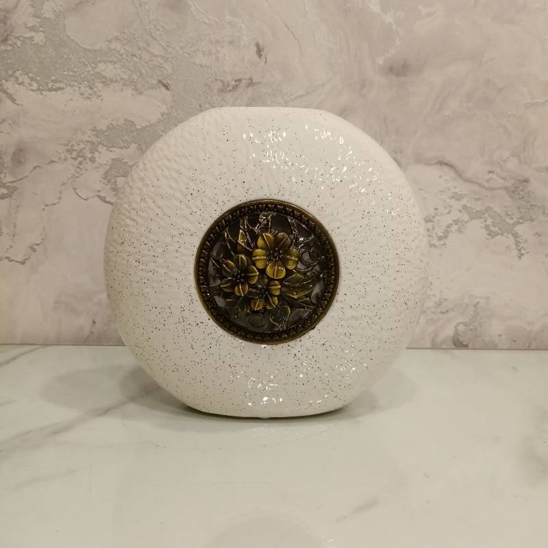 (TPM-005) White+Grey Shell Vase S