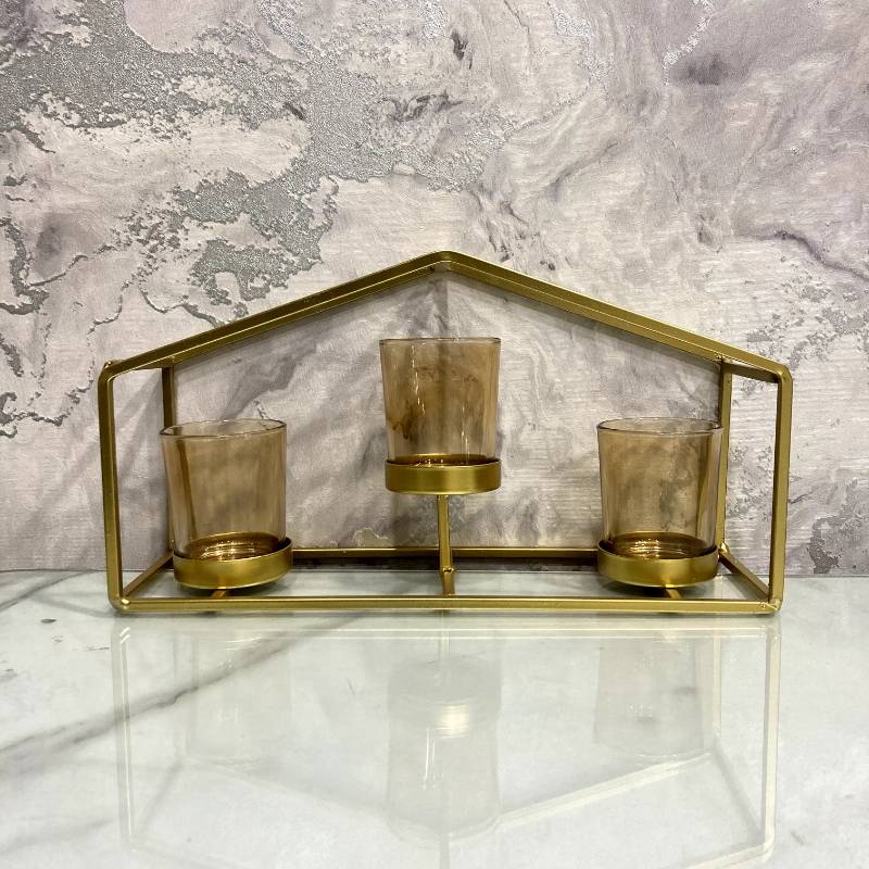 (TPM-125) 3 Steps Golden Candle Stand