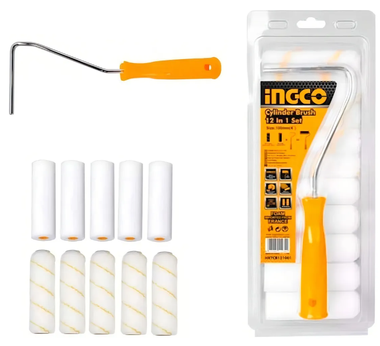 Set x10 Pcs Rodillos Mini Micro Fibra + Polyester 100mm(4") (pared interior) C/Mango Ingco - HKTCB121001