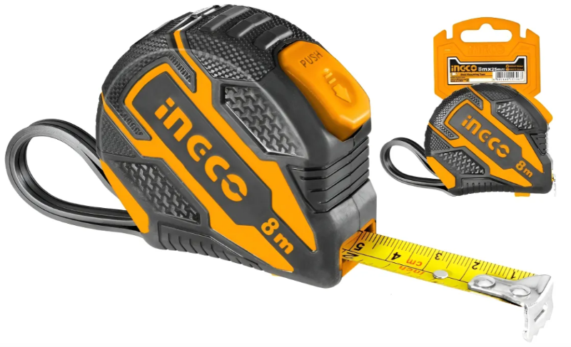 Cinta Metrica Super Ingco - 8Mx25Mm - ABS+Goma Metrica-Pulgada - Hsmt08825