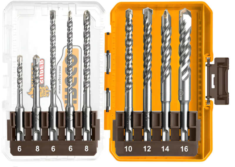 Juego Mechas Widia x 8 Pcs Super Ingco SDS plus 6-16mm Largas - Akdl30906