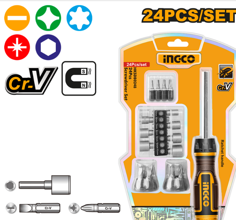 Set Destornillador 24 Pcs Super Ingco - Hksdb0248