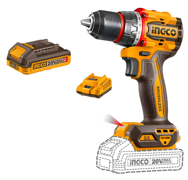 Taladro Atornillador Super Ingco - P20S 55N.M Brushless C/1Xbateria C/Cargador C/Carton - Cdli205582-4