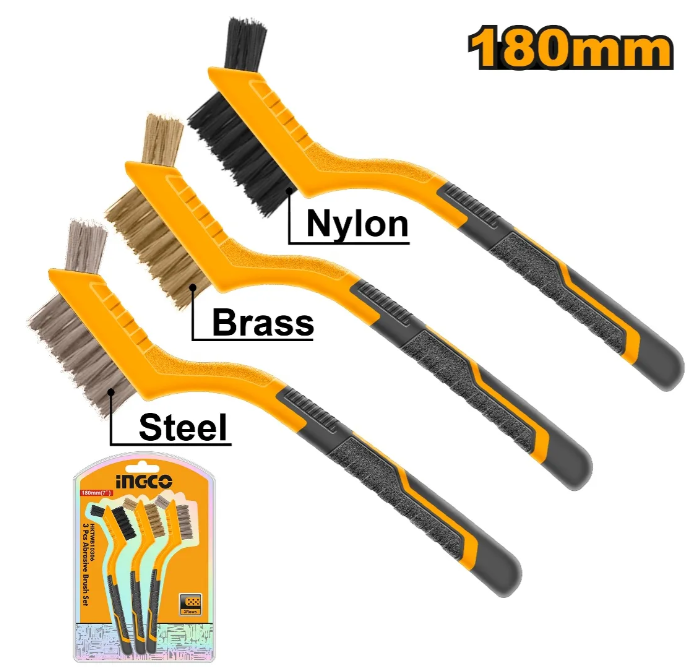 Set Cepillos Mini x 3 Pcs (7") - Nylon - Laton y Alambre - Hktwb10306