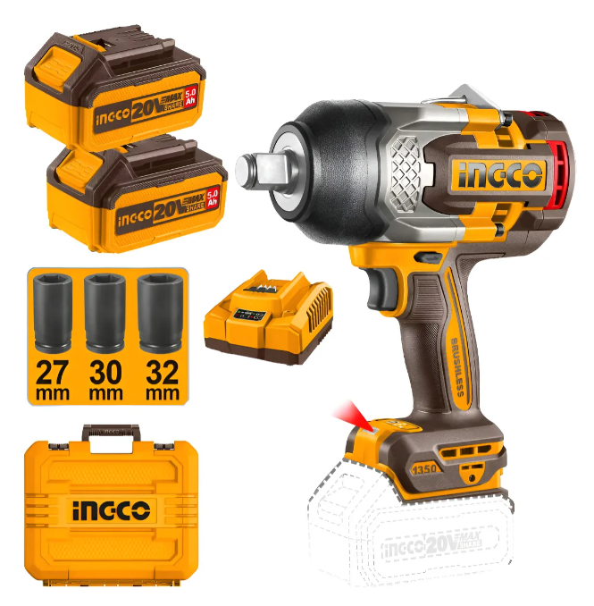 Llave de Impacto P20S 1350NM Brushless C/2Xbateria 5Ah C/Cargador C/Maletin IG-CIWLI20135-4