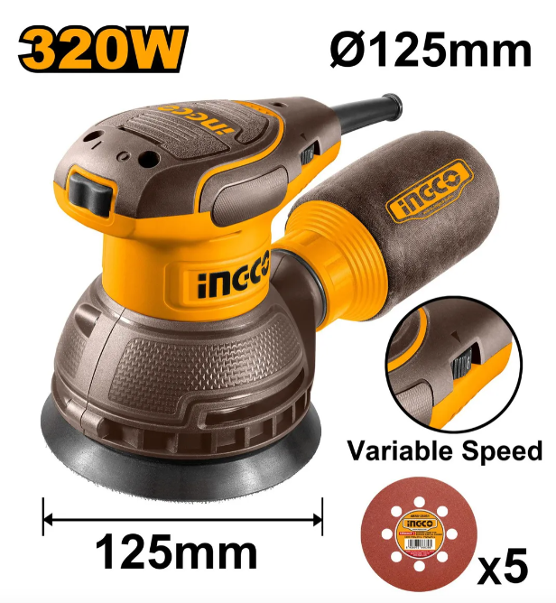 Lijadora Rotorbital De Palma Super Ingco - 220V 8000/13000Rpm C/Cable - Rs3216-4