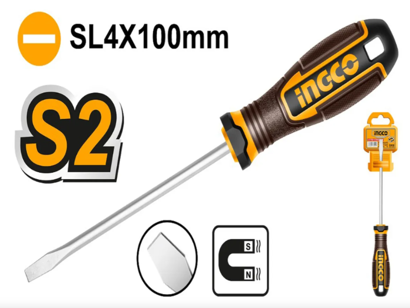 Destornillador Plano Super Ingco - Sl4X100Mm - Industrial - Hsdsl4100
