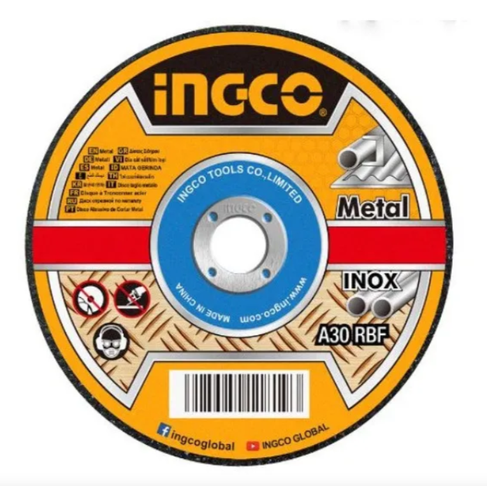 Disco Corte Abrasivo Metal Centro Plano Super Ingco - 115x1.2x22.2mm (SET x 10 Und) - Mcd121155