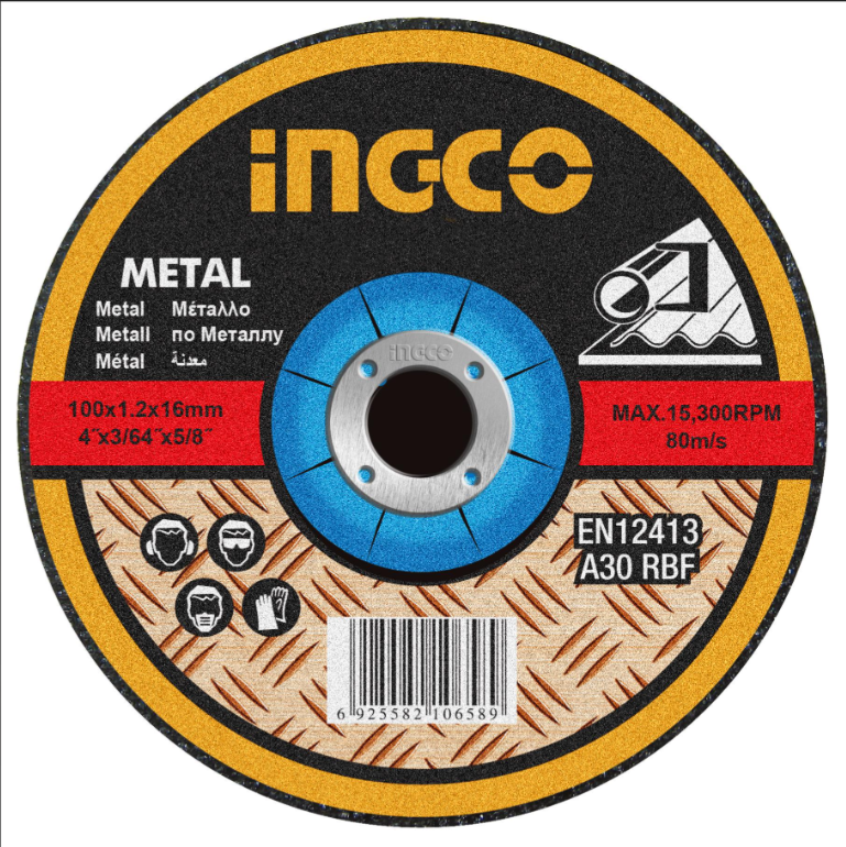 Disco Corte Abrasivo Metal Centro Deprimido Super Ingco - 180x3.0x22.2mm - Mcd301801