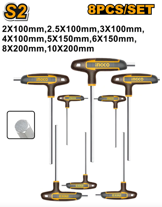 Llave Hexagonal "T" Set 8 Pcs - Industrial - Hhkt80818