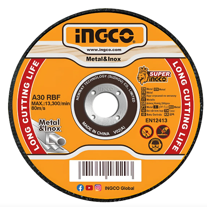 Disco Corte Abrasivo Metal Plano Super Ingco - 115x1.2x2.22mm (SET x 50 Und) - Mcd1211550