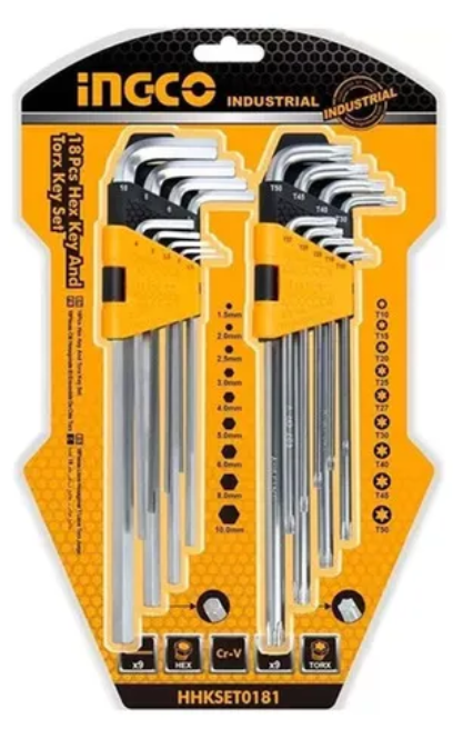 Set Llaves Hexagonales +Torx 18Pcs - Hhkset0181