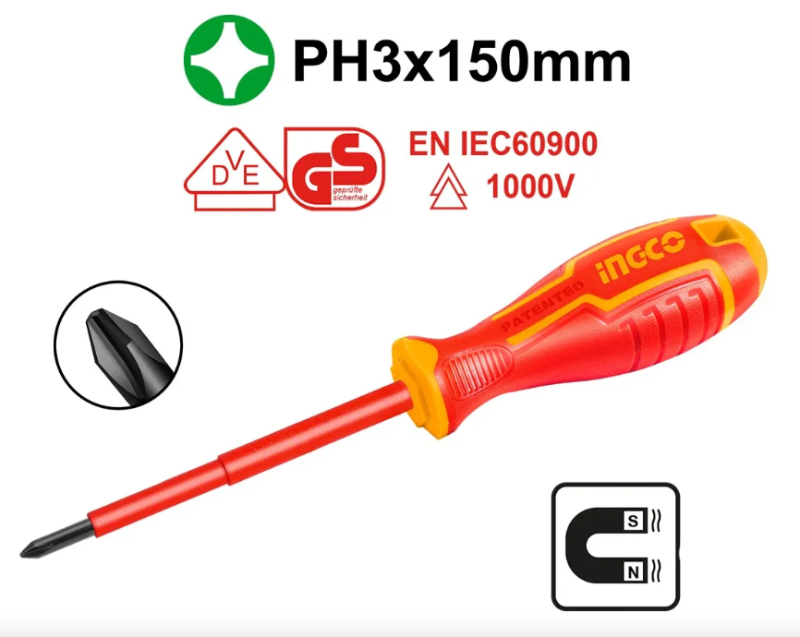 Destornillador Dielectrico Phillips Ingco Ph3X150Mm - Industrial - Hisd81Ph3150