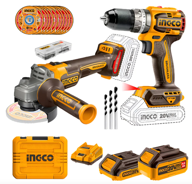 Combo Taladro Percutor 66N.m + Amoladora Angular 1000W P20S Brushless Compacto C/2Xbateria C/Cargador C/Maleti - Ckli20273-4