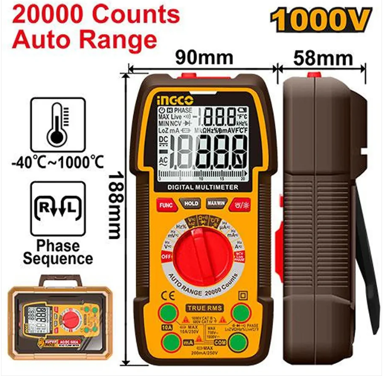 Tester Digital Multimetro Super Ingco - 1000V - Dm410003