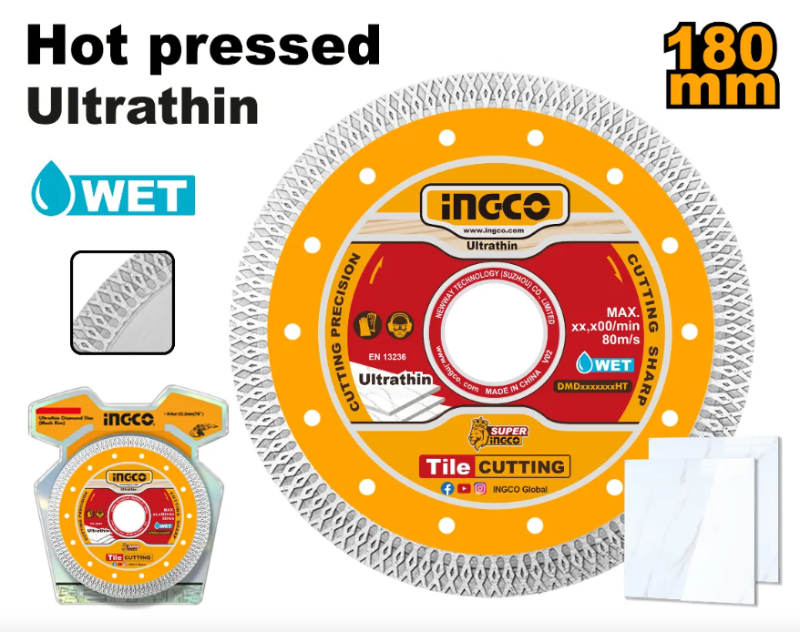 Disco Diamantado Super Ingco - Industrial Ultrafino 180x22.2mm - Dmd081801ht