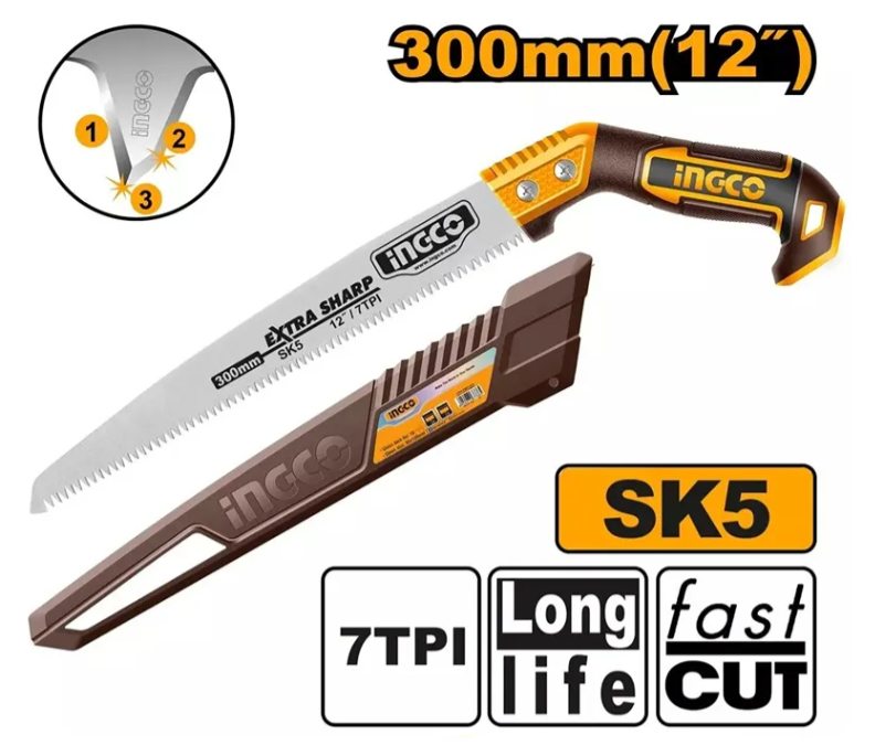 Sierra Poda Super Ingco Industrial - 12" 7Tpi (Dientes X Pulgada) - Hps3006