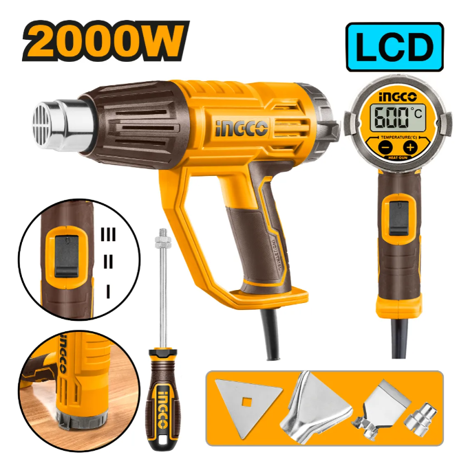 Pistola De Calor Super Ingco - 2000W C/LCD 220-240V C/Cacble C/Carton - Hg200058-4