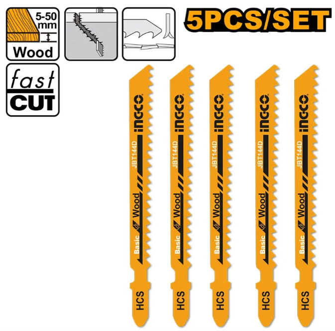 Hoja Sierra Para Caladora Super Ingco - Blisterx5 74Mm 6Tpi Madera - Jbt144D