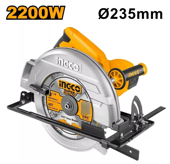 Sierra Circular Super Ingco 235Mm(9-1/4") - 2200W 220-240V C/Cable C/Carton -Cs23522-4