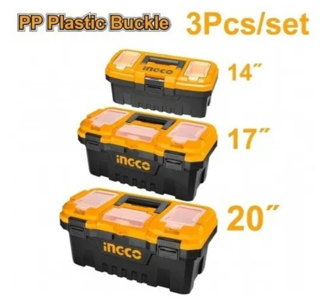 Caja Herramienta Plastica Set X3  (14 /17 /20 ) Traba Metalica + 3 Bandejas  - Pbxk0302