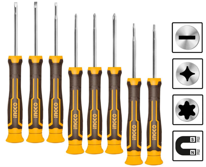 Juego Destornilladores Presicion Super Ingco Industrial - 8Pcs + Organizador - Hksd0818