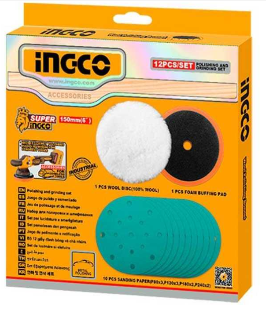 Set Discos Pulido/Rectificado 150mm(6") 12Pcs - Apg15012