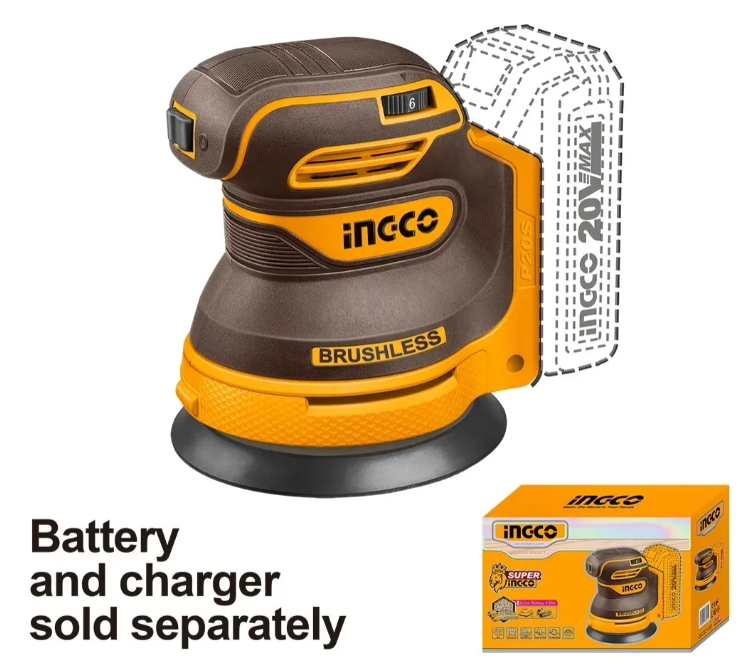 Lijadora Rotorbital De Palma Super Ingco - P20S 125mm (5") Brushless S/Bateria C/Carton - Crosli2002