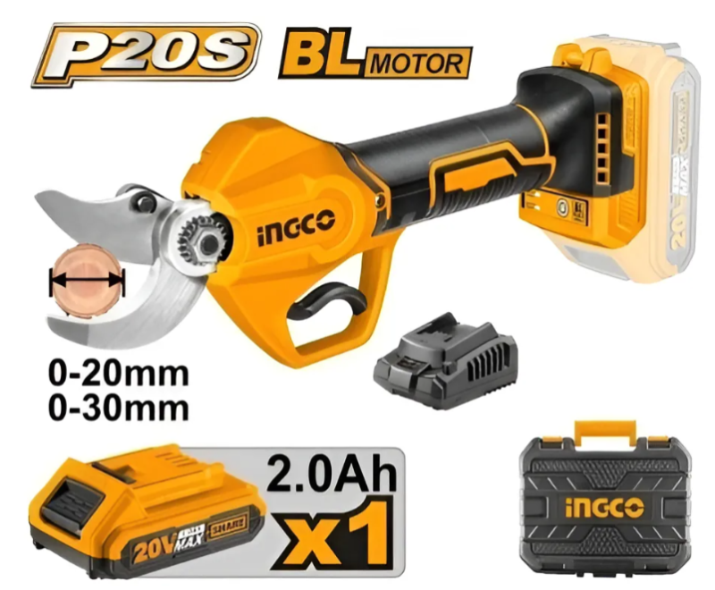 Tijera De Poda Super Ingco - P20S 20Mm/30Mm C/x1Bateria C/Bateria C/Maletin - Cssli203083-4