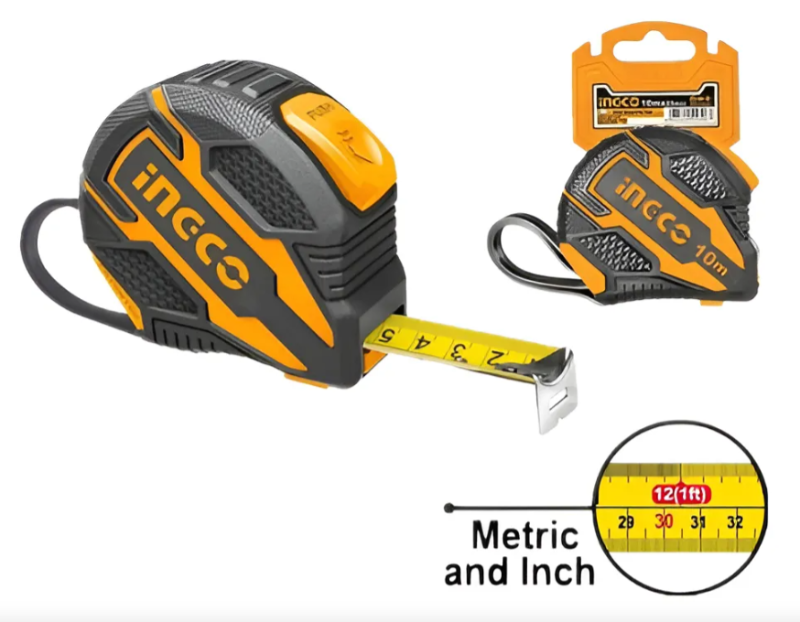 Cinta Metrica Super Ingco - 10Mx25Mm - ABS+Goma Metrica-Pulgada - Hsmt081025