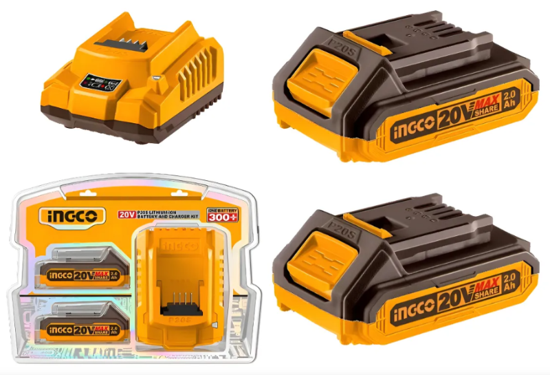 Set Bateria (X2) 2.0Ah + Cargador 2.0Ah Super Ingco - P20S C/Display - Fbcpk2212-4